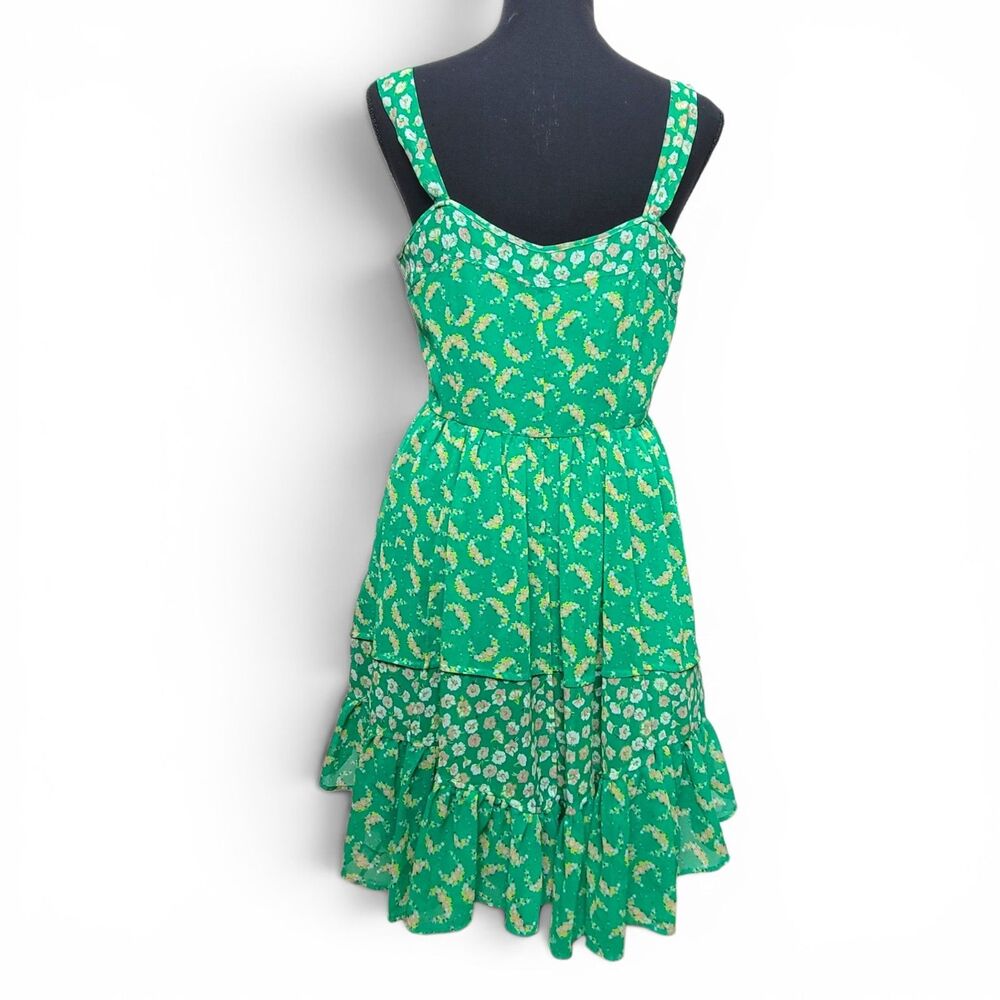 Lauren Conrad Mini Dress Women's 10 Green Floral Preppy Sundress Fairy Cottage - Picture 2 of 9